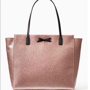 Kate Spade Rose Gold Glitter Pink Taden Tote